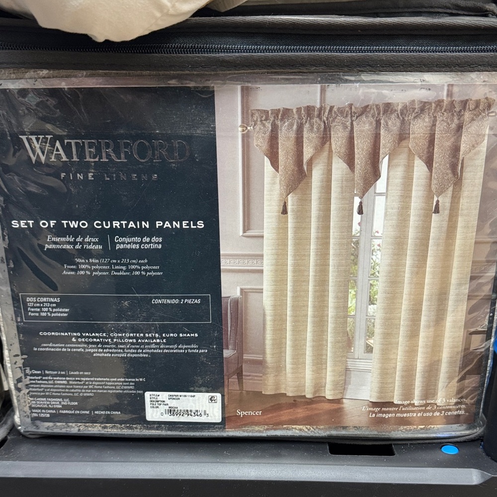 Waterford Fine Linens Cream Curtain Panels